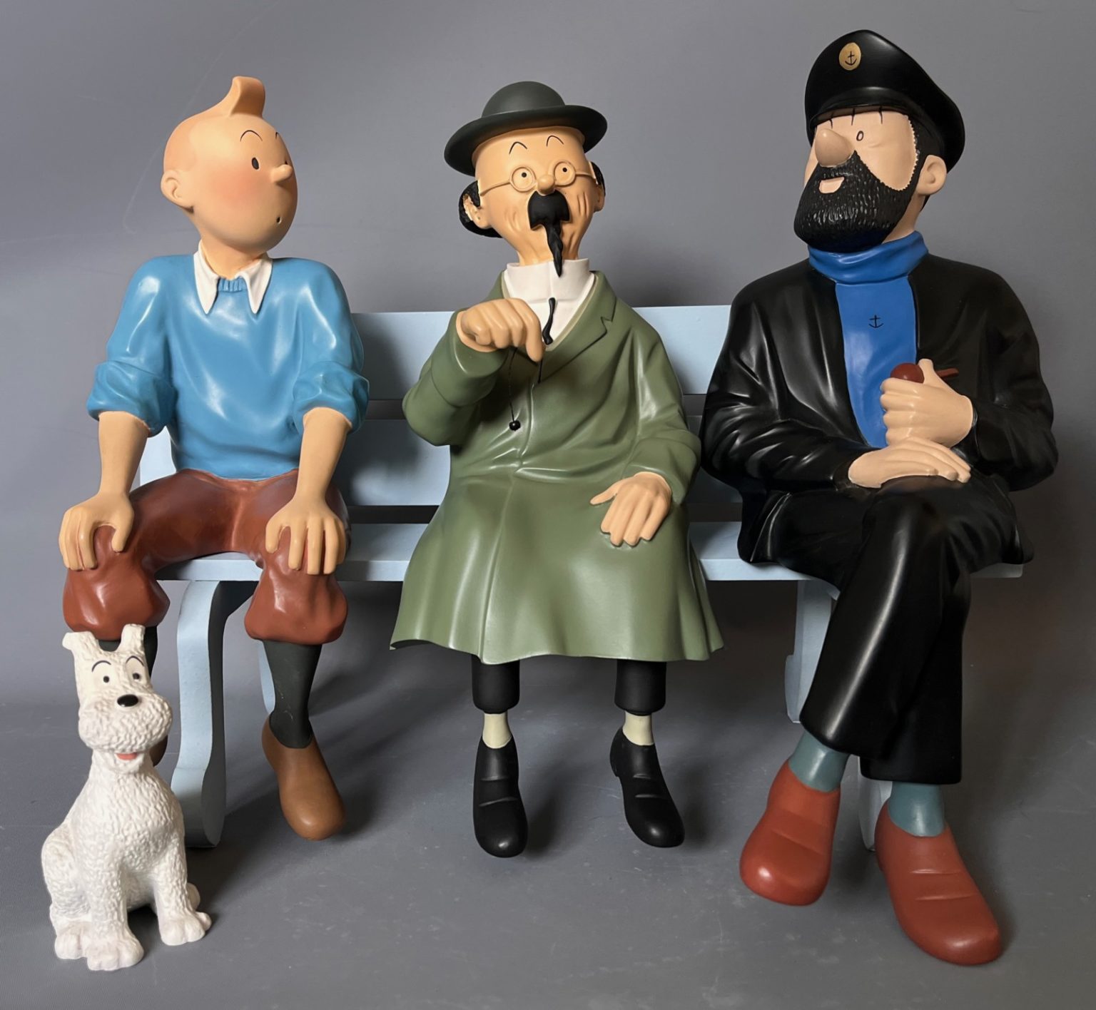 Lot Figurines Résine Tintin - Haddock, Tournesol, Milou, Cosmonautes - 5 Pièces