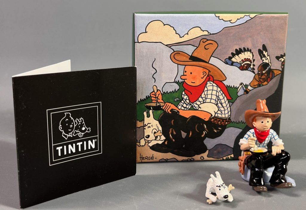 Lot - HERGE - PIXI - Tintin  Tintin en Amérique : Tintin journal . Figurine en plomb, peinte à la main. Modèle N°4542. Collection 3ème s