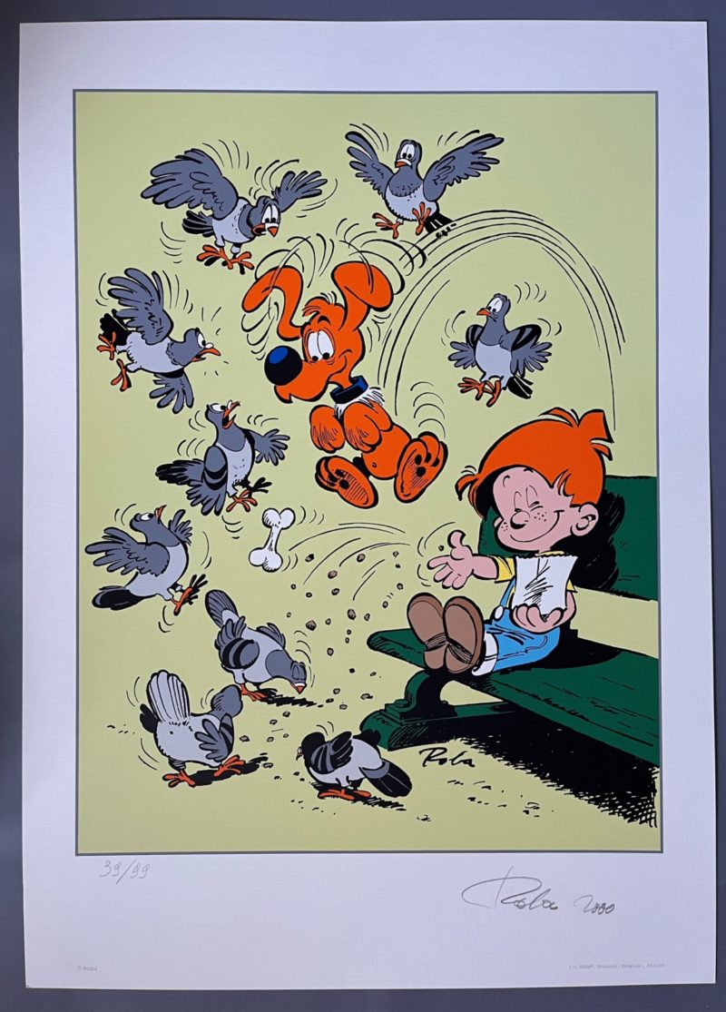 Roba - Boule & Bill - Sérigraphie Les Pigeons - HC - Signée - Akilon - 2000