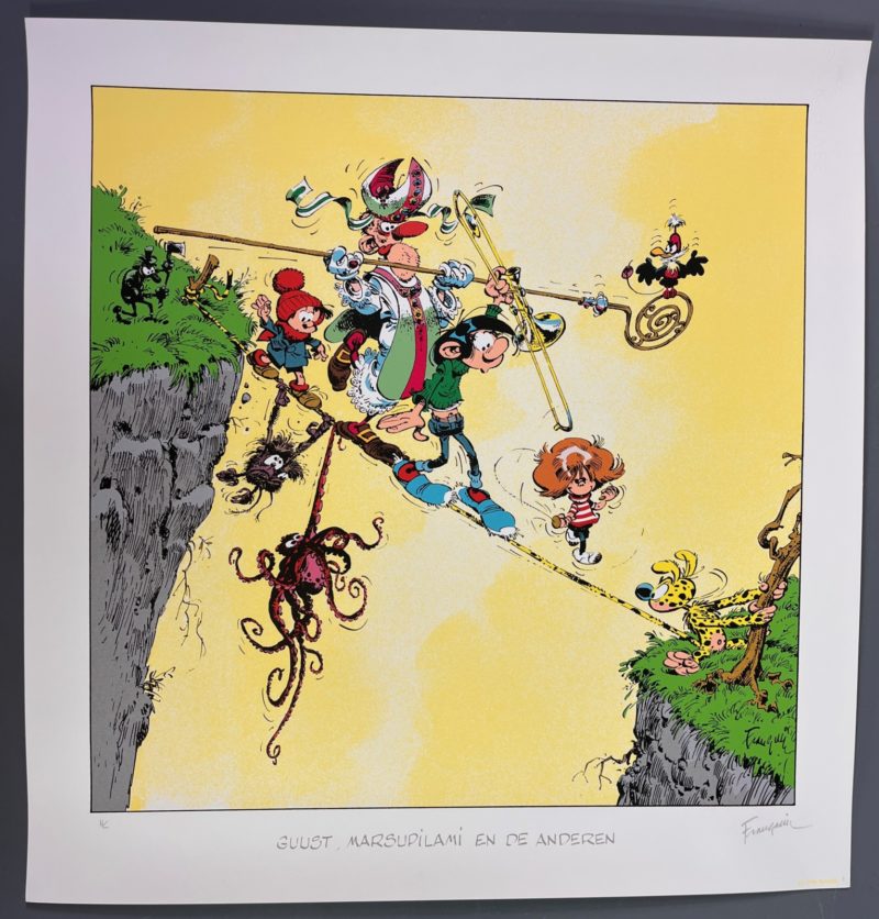 Franquin - Gaston Lagaffe - Sérigraphie Nez rouge - Néerlandais - HC - Signée - Marsu - 1996