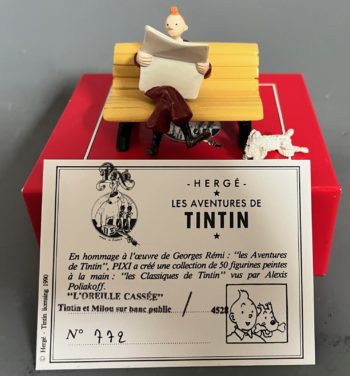 Hergé - Figurine Tintin et Milou sur un banc public - Pixi - 1992