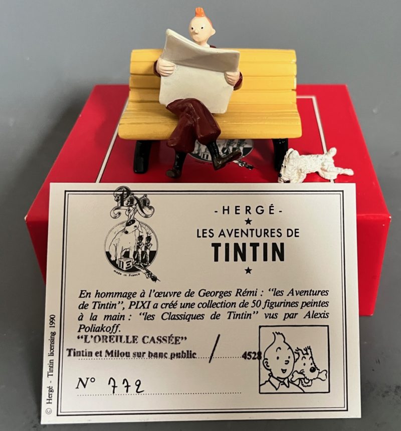 Hergé - Figurine Tintin et Milou sur un banc public - Pixi - 1992