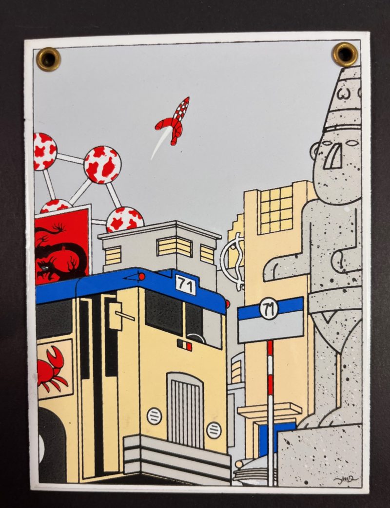 Hommage à Hergé - Plaque émaillée - Jean Manuel Duvivier - Emaillerie Belge - 1987