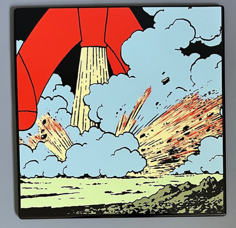 Hergé - Plaque émaillée On a marché sur la lune - Alunissage - 35X35 - Emaillerie Belge - 1985