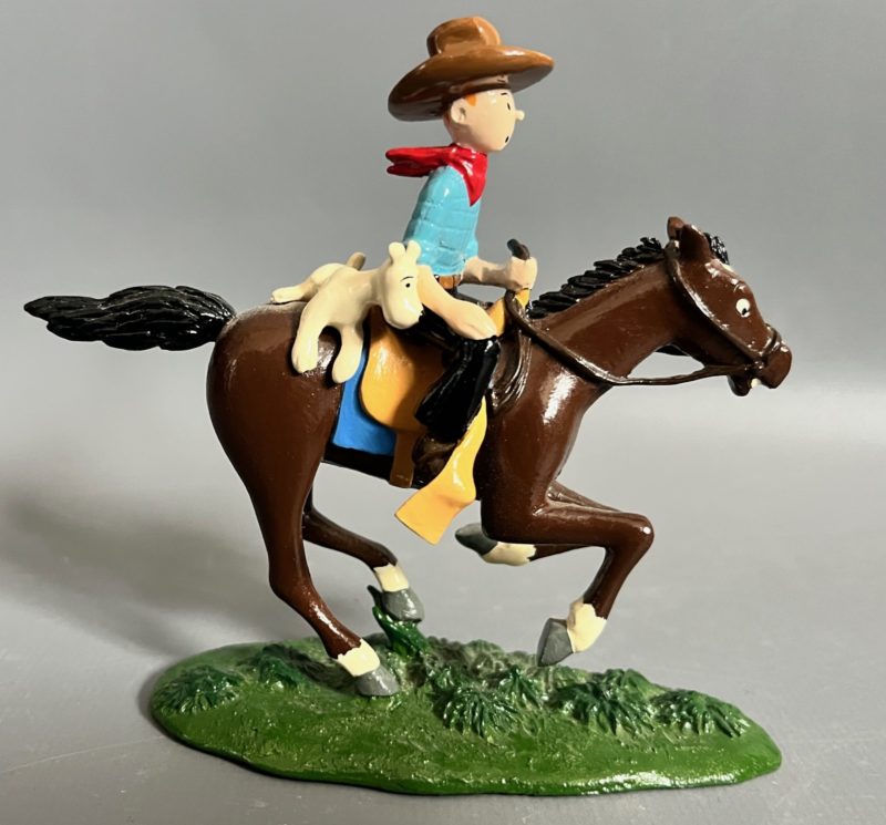 Hergé- Tintin en Amérique - Figurine Tintin cowboy et Milou à cheval - Pixi -1994