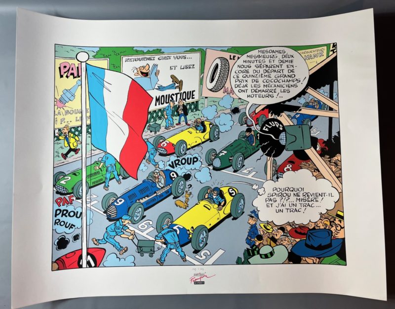 Franquin - Spirou et Fantasio - Sérigraphie Le départ du grand prix de Cocochamps - 2000