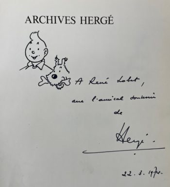 Hergé - Archives Hergé - Avec dédicace de Hergé et mot accompagnant - 1973