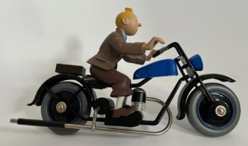 Hergé - Figurine Tintin sur la moto - Version bleue - Aroutcheff - 1996