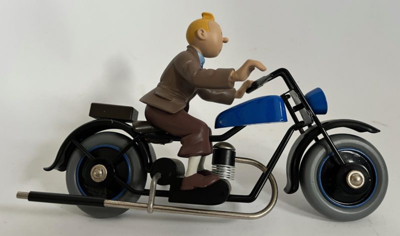 Hergé - Figurine Tintin sur la moto - Version bleue - Aroutcheff - 1996