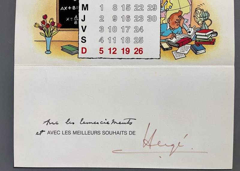 Hergé - Tintin - Carte de voeux - Signe par Hergé - 1983