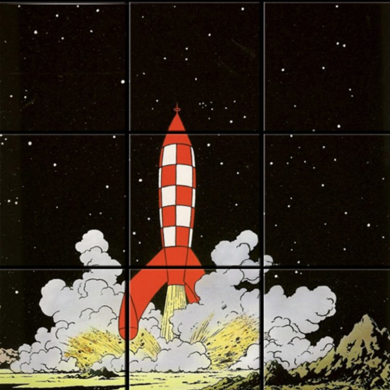 Hergé - On a marché sur la lune - Ensemble des 9 plaques - Numérotées et boite d'origine - L'Emaillerie Belge - 1985