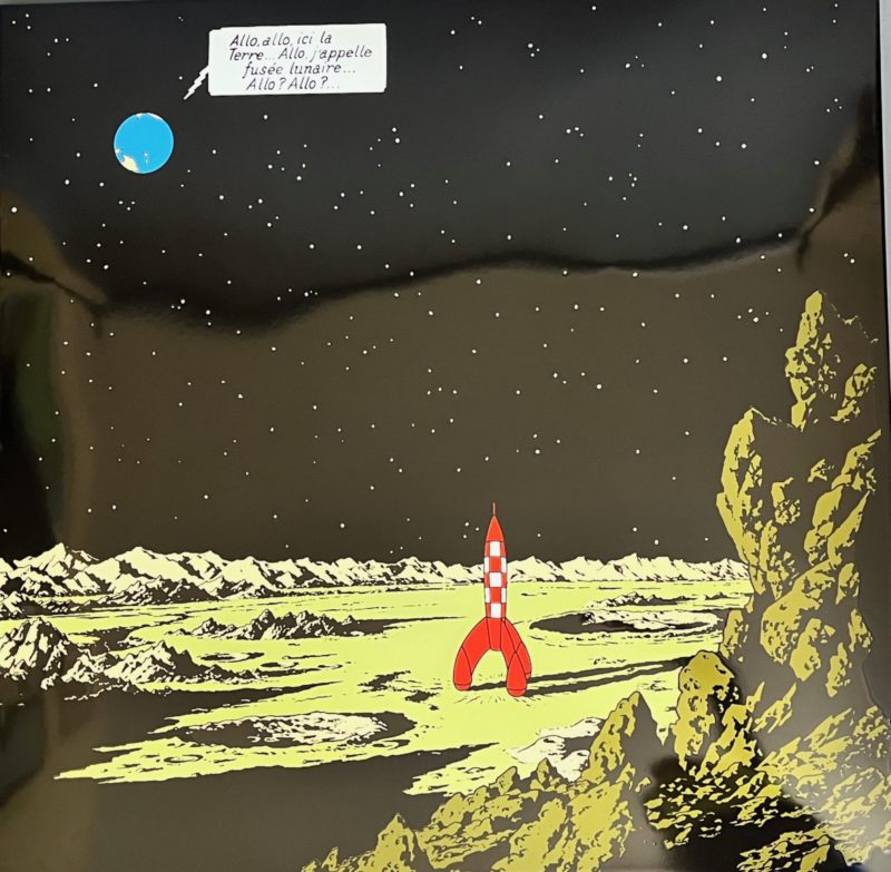 Hergé - Tintin - Plaque émaillée Terre appelle fusée - Emaillerie Belge - 100cm - 1985