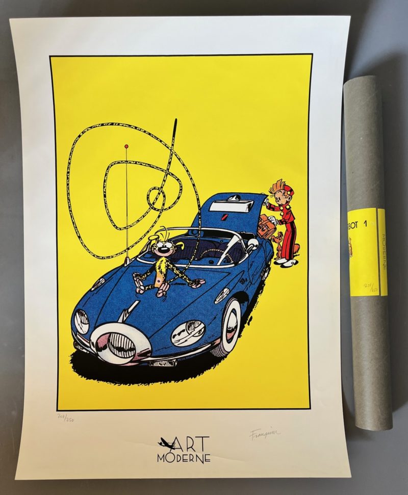 Franquin - Spirou et Fantasio - Sérigraphie La turbotraction - Signée - Art Moderne - 1986