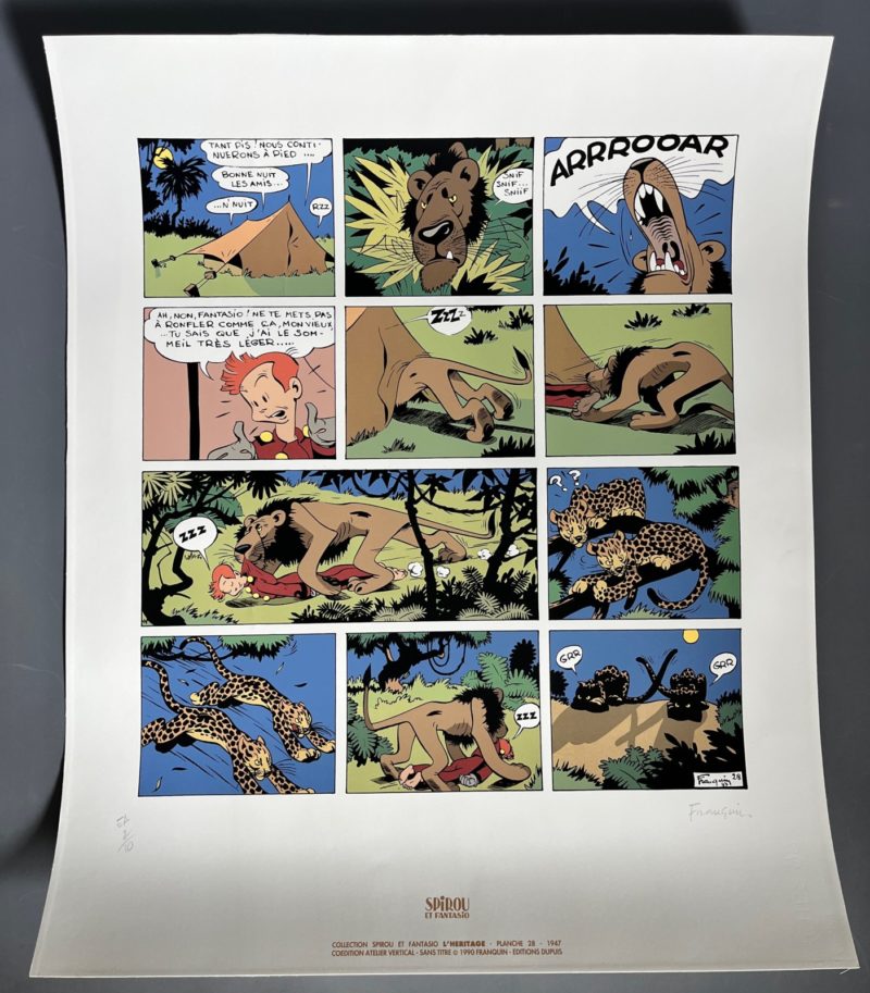 Franquin - Sérigraphie Spirou et Fantasio- L'héritage - Exemplaire d'Auteur - Signée - Atelier vertical - 1990