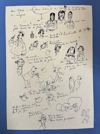 Hergé - Feuillet de croquis - Bic noir - Original - 1976