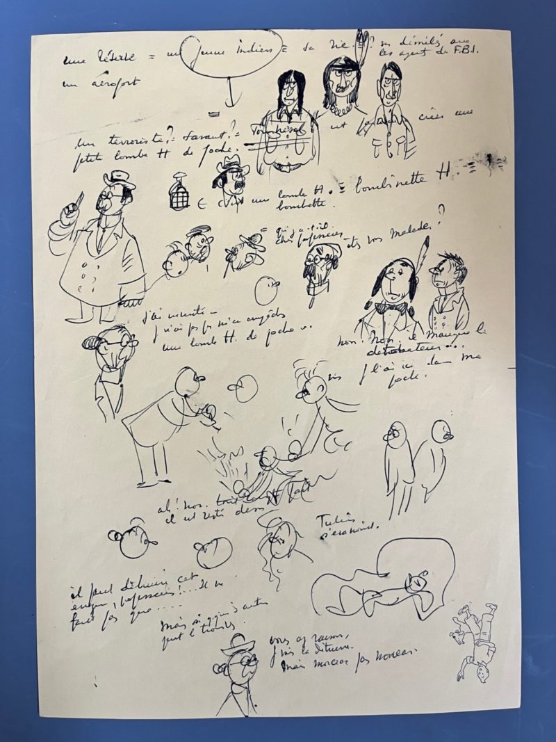 Hergé - Feuillet de croquis - Bic noir - Original - 1976