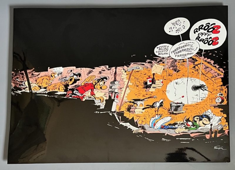 Franquin - Plaque émaillée - Gaston - La grotte aux archives - Coustoon - 2013