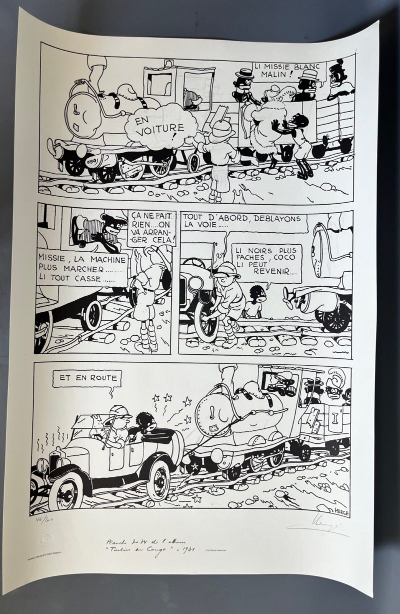 Hergé - Litographie WWF - Tintin au Congo - Signée - Numérotée - 1981