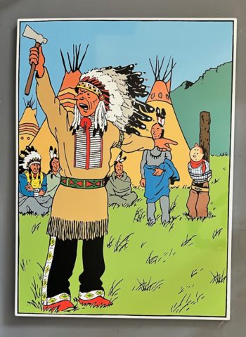 Hergé - Tintin - Plaque émaillée - Tintin en Amérique - Emaillerie Belge - 1993