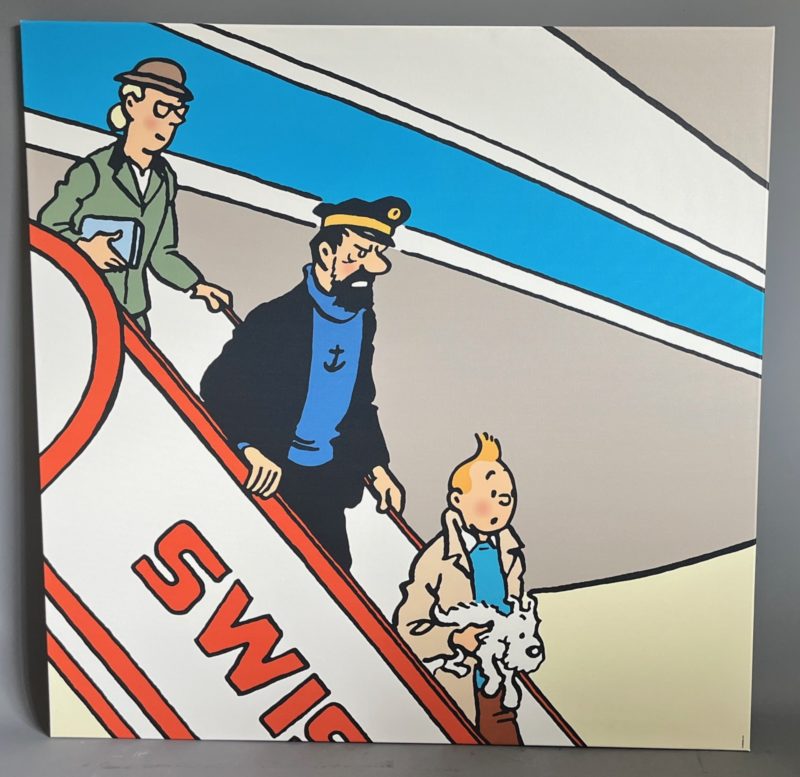 Hergé - Canvas Tintin Sortant de l'avion Swissair de l'affaire Tournesol - 2015