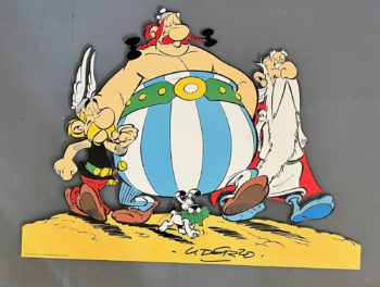 Uderzo et Goscinny - Asterix - Plaque émaillée - Asterix, Obelix et Idefix en marche - L'Emaillerie Belge - 1999