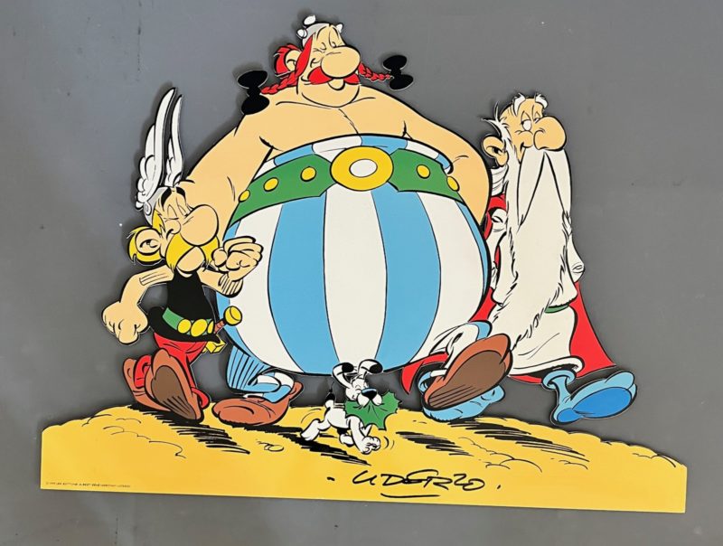 Uderzo et Goscinny - Asterix - Plaque émaillée - Asterix, Obelix et Idefix en marche - L'Emaillerie Belge - 1999