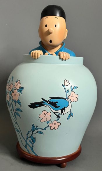 Hergé - Tintin - Potiche Le Lotus Bleu - 28cm - Pixi/Regout - 1991