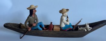 Hergé - Figurine Tintin - La pirogue de l'oreille cassée - 2004