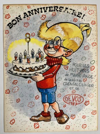 Devos - Génial Olivier - Dessin original feutre et gouache - Signé - 1987