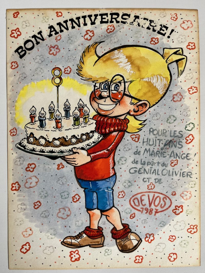 Devos - Génial Olivier - Dessin original feutre et gouache - Signé - 1987