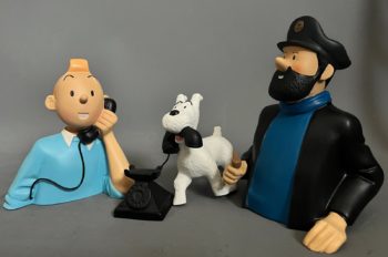 Hergé - Tintin, Milou et Haddock au téléphone - Trois figurines - Leblon Delienne - 1990