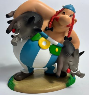 Uderzo et Goscinny - Figurine Obelix et les sangliers - Tirage socle coloré - Leblon Delienne - 2006