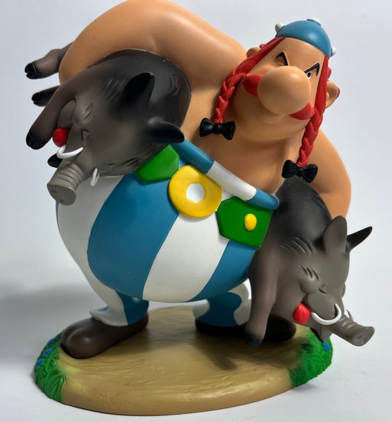 Uderzo et Goscinny - Figurine Obelix et les sangliers - Tirage socle coloré - Leblon Delienne - 2006