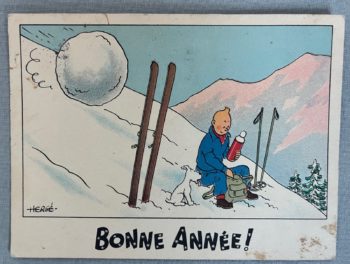 Hergé - Tintin et Milou boule de neige - Carte neige - 1942