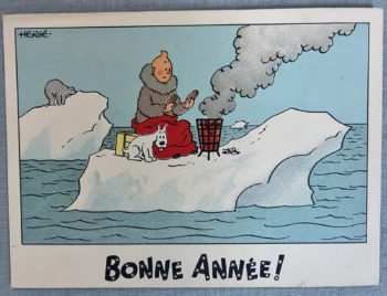 Hergé - Tintin et Milou sur un iceberg - Carte neige - 1942
