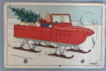 Hergé - Tintin et Milou en hydroglisseur - Carte neige - 1942