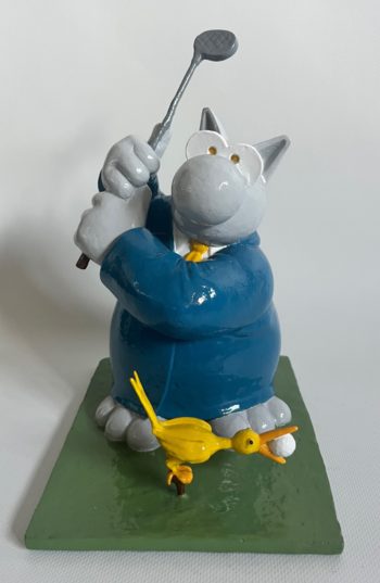 Geluck, Philippe - Le Chat - Bronze - Mini Le golfeur - Couleur - Exemplaire d'Auteur - 2024