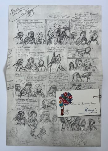 Hergé - Tintin et les Picaros - Carte de voeux - Signée par Hergé - 1975