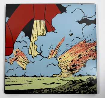 Hergé - Plaque émaillée On a marché sur la lune - Alunissage - 35X35 - Emaillerie Belge - 1985