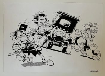 Slavisa Cirovic - Gaston Lagaffe - Dessin original encre de chine -Signé