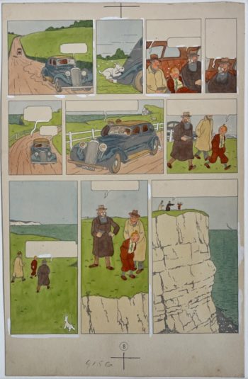 Hergé et Studios Hergé - Coloriage original - Première édition couleur - L'Ile Noire - 1943