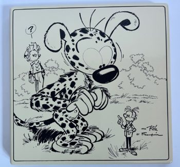 Franquin - Plaque émaillée Spirou et les petits formats - Version crème - Emaillerie Belge - 2026