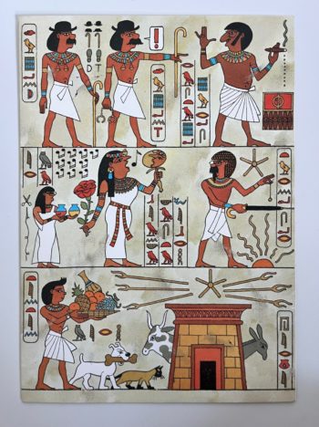 Hergé - Tintin - Carte de voeux - Fresque Egyptienne - Signée par Hergé - 1979