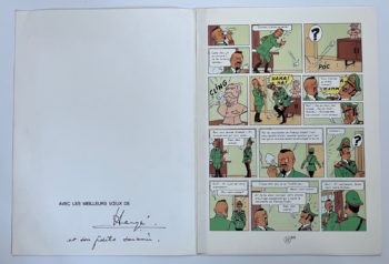 Hergé - Tintin - Carte de voeux - Planche des Picaros 22 bis - Signée par Hergé - 1978