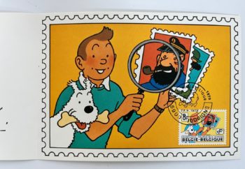 Hergé - Tintin - Carte de voeux - Reproduction Timbre philatélie de la jeunesse - Signée par Hergé - 1980