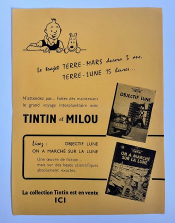 Hergé - Tintin - Feuillet publicitaire Objectif Lune - Casterman - 1954