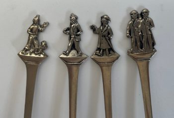 Hergé - Les Aventures de Tintin - Ensemble de 4 cuillères à l'effigie des personnages de Tintin - Années 60