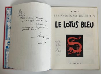 Hergé - Tintin - Album Le Lotus Bleu - C3 - Signé par Hergé et Tchang - 1977