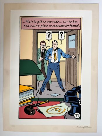 E.P. Jacobs - Blake et Mortimer - Sérigraphie Une pipe se consume lentement- Signée - 1981