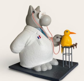 Geluck, Philippe - Le Chat docteur avec l'oiseau - Couleur - Tirage limité - Signé  - 2021